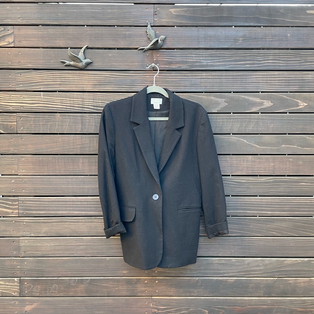 Vintage Classic Black Wool Blazer Jacket